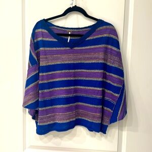 Free People blue/purple 3/4 sleeve shirt